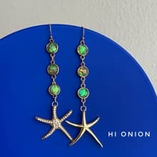 Hi Onion原創設計小眾海星不對稱長款耳環耳夾春夏新款耳飾個性