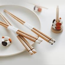 日本霜山 日本製圓滾滾動物系列木筷(19.5cm)-2雙組-多款可選