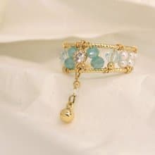 湖中幻象人。MUCHAT手作14KGP施華洛水晶珍珠戒指