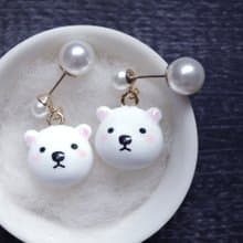 來一碗圓滾滾湯圓北極熊baby 手工耳環  耳針  螺旋耳夾