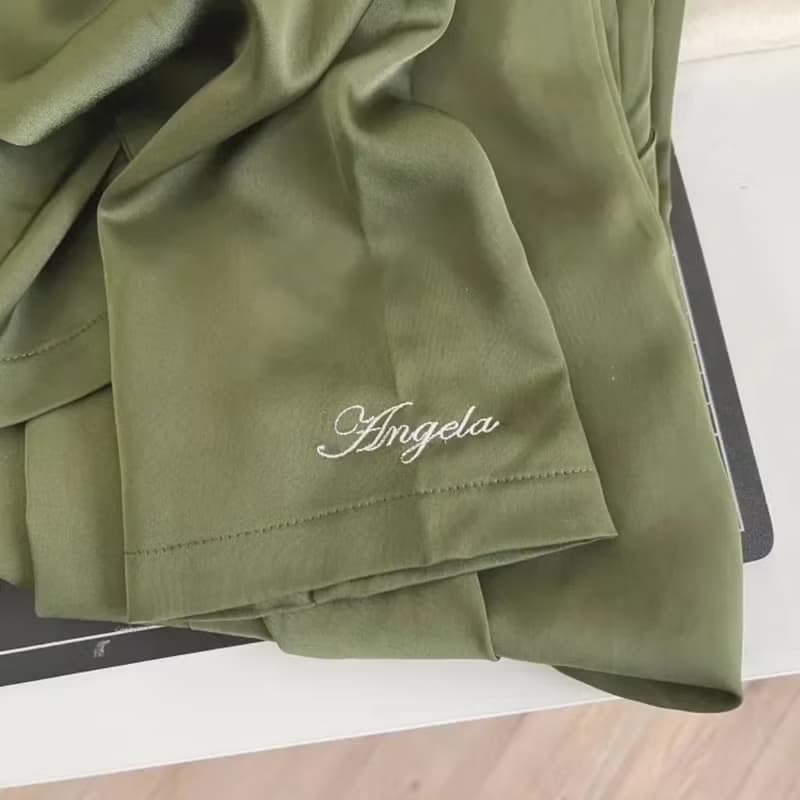 凝光緞慵懶蕾絲襯衫短褲套裝-粉膚裸 (可電繡 10月中後到貨)