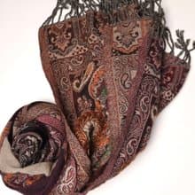 【母親節禮物】喀什米爾水煮羊毛手工刺繡圍巾披肩美拉德色系拼薄