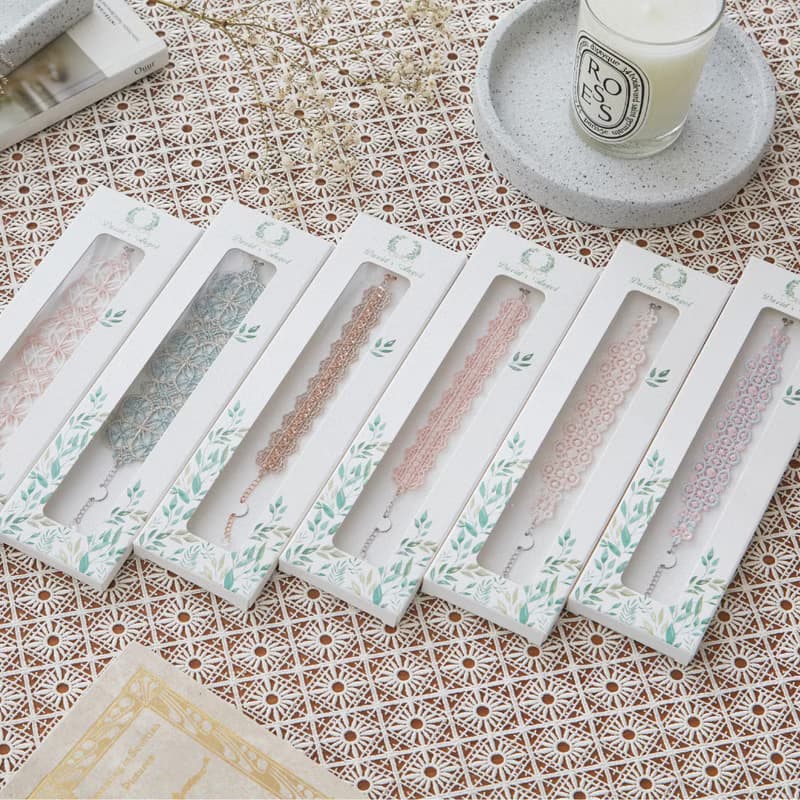 【禮物】Moana圈圈蕾絲捷克水晶 純銀手鍊/手環-淺粉+象牙白