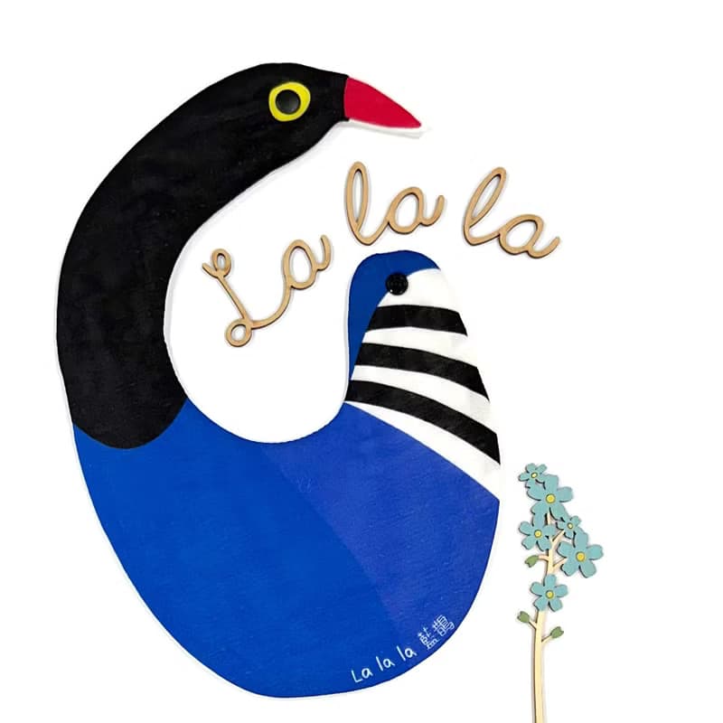 台灣藍鵲_台灣特有種 八層紗棉質口水巾 / 圍兜兜