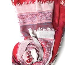 【精品禮盒】釘珠喀什米爾水煮羊毛手工刺繡圍巾披肩三層紗桃粉紅