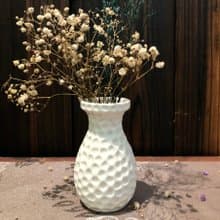 陶瓷圓點刻紋造型 白釉小花器 花瓶擺件 辦公桌 茶席