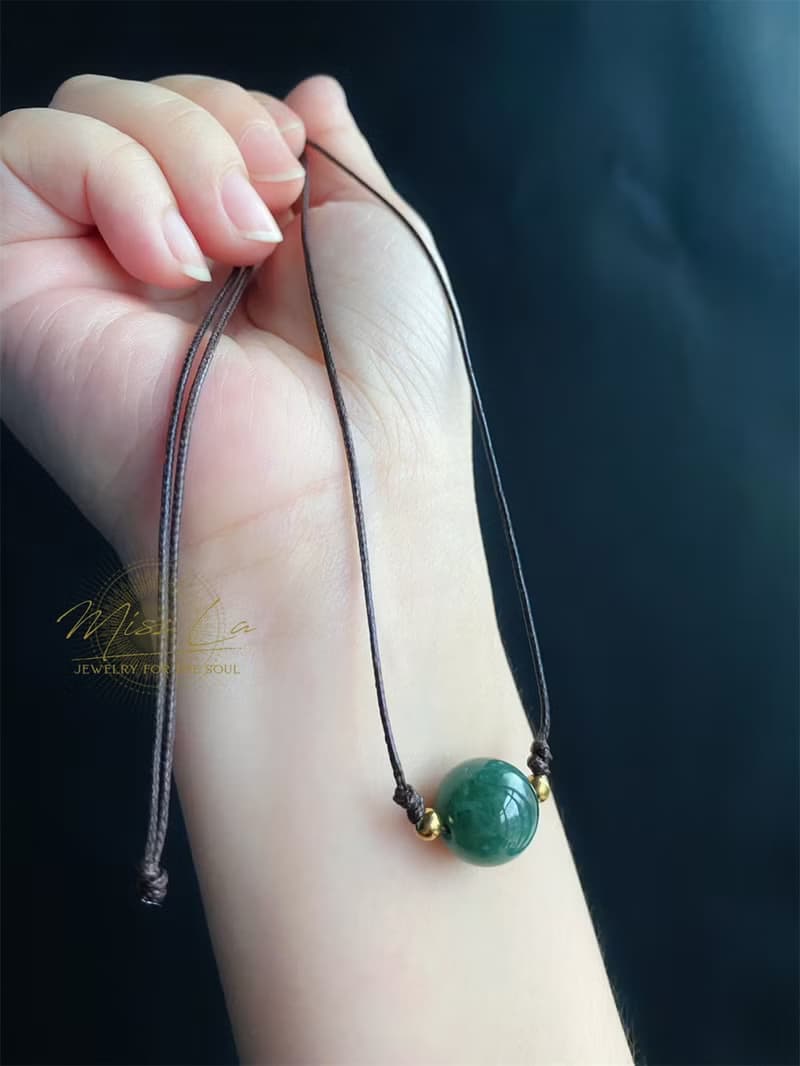 天然緬甸玉翡翠 油青 時來運轉 大富貴 防水蠟繩項鍊 禮物