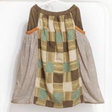 棉麻刺繡裙/民族風裙/色塊棉麻裙skirt/手工拼布裙-彩色格紋森林