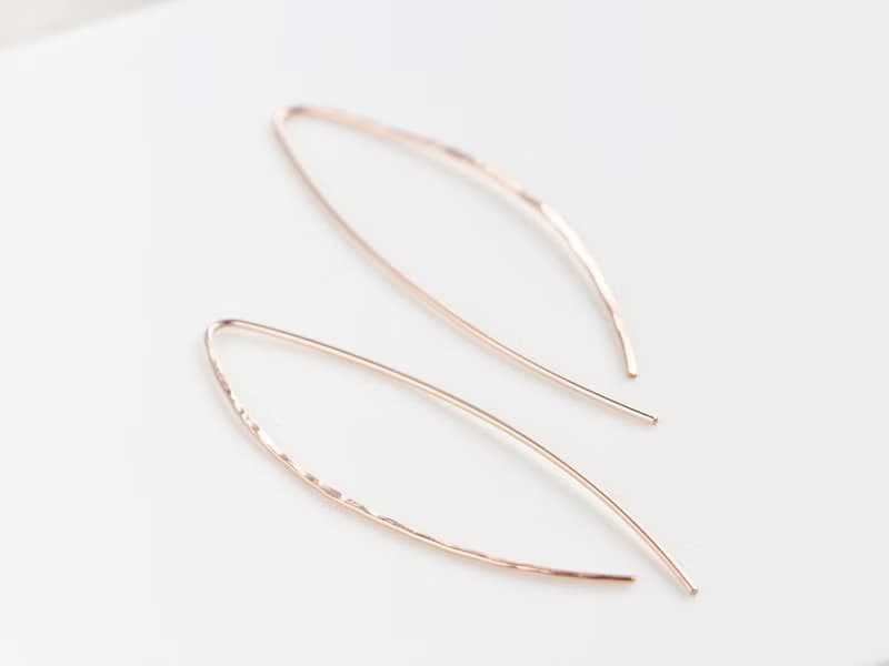 14kgf-Rose gold-texture design pierced earrings