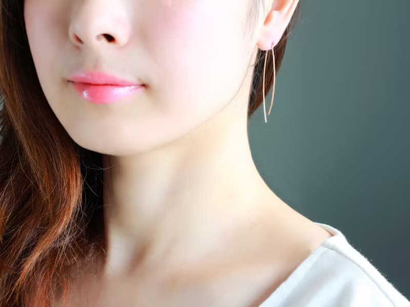 14kgf-Rose gold-texture design pierced earrings