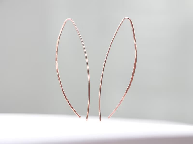 14kgf-Rose gold-texture design pierced earrings
