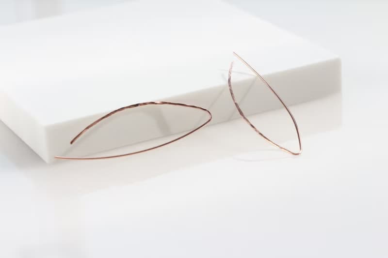 14kgf-Rose gold-texture design pierced earrings