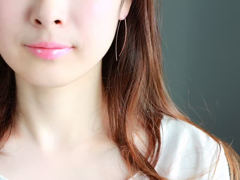 14kgf-Rose gold-texture design pierced earrings
