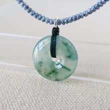 本命年【歲歲平安 】冰飄花平安扣翡翠絲光編織項鍊*FA09*招財