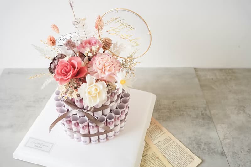 【竒植花物】莓果雙層有錢花蛋糕/永生花/生日/結婚紀念日/母親節