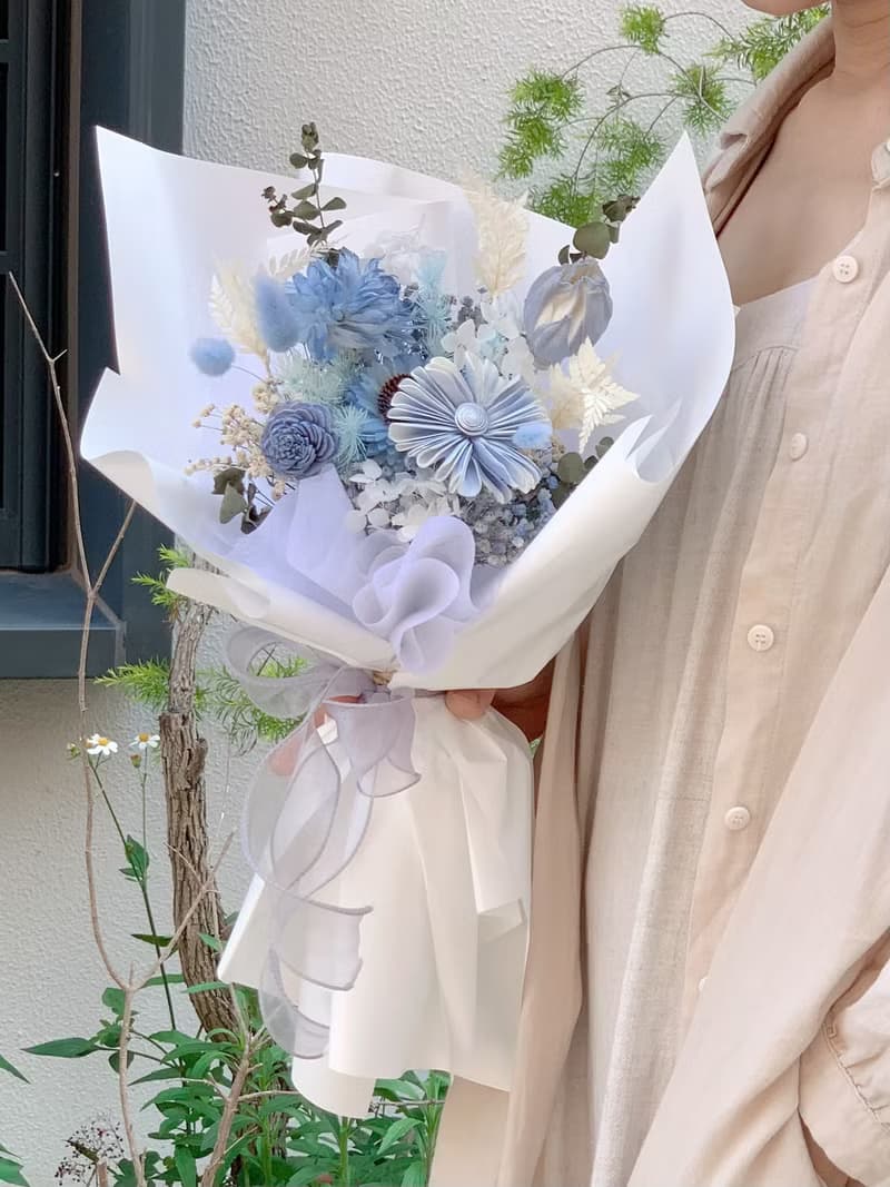 藍色海洋 乾燥花永生花束 告白花束 生日禮物 情人花束 畢業花束