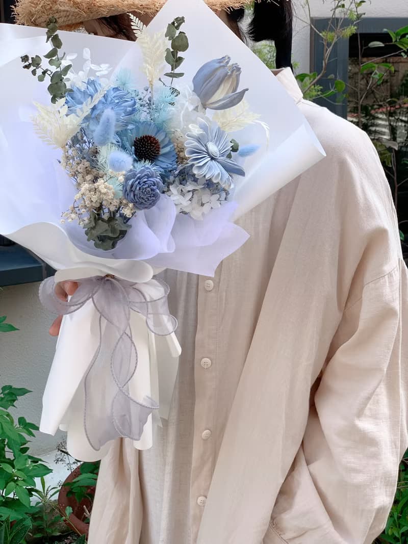 藍色海洋 乾燥花永生花束 告白花束 生日禮物 情人花束 畢業花束