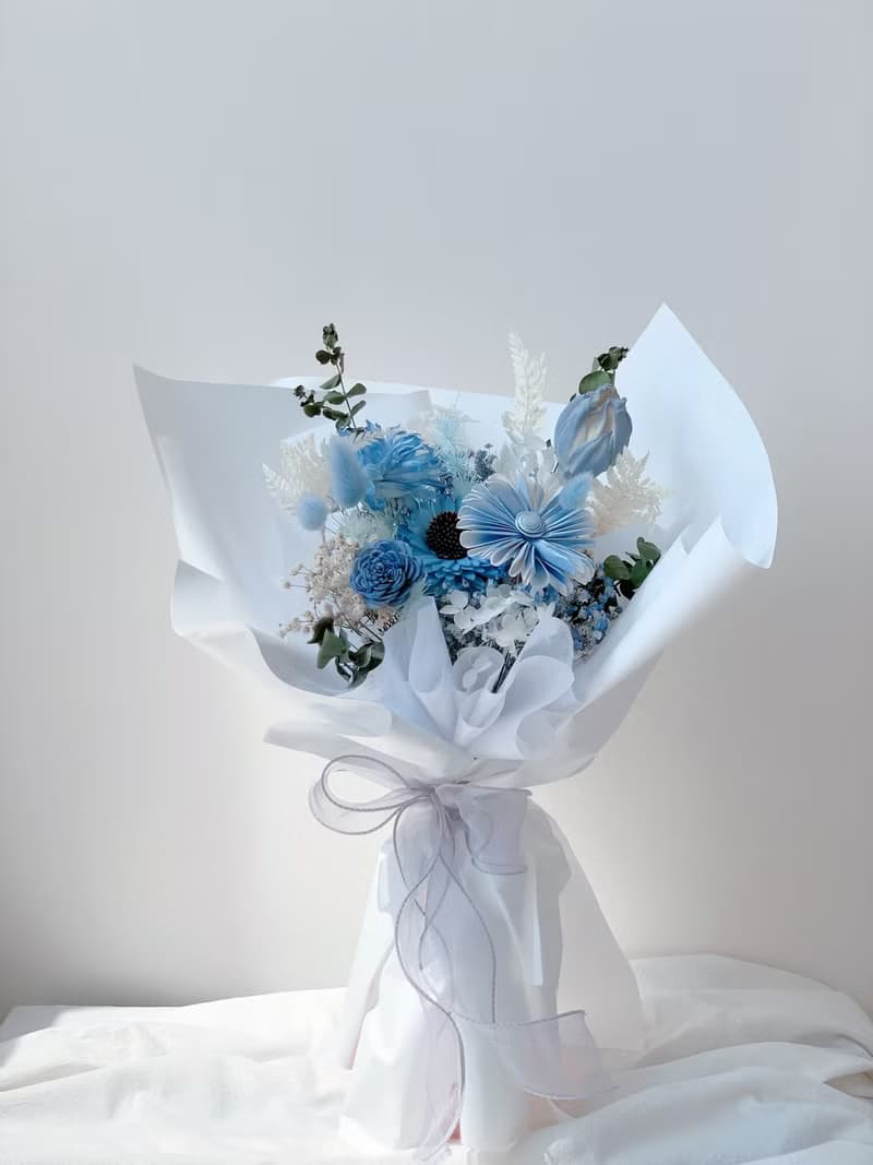 藍色海洋 乾燥花永生花束 告白花束 生日禮物 情人花束 畢業花束