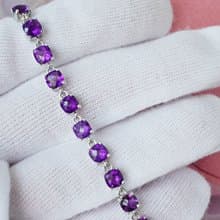Natural Amethyst Bracelet Silver 925 With 18K White gold Plated
