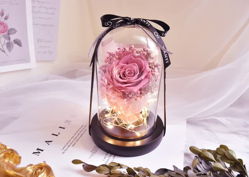 永生玫瑰花束玻璃燈罩 向日葵  乾燥花 生日 情人節 送禮 教師節