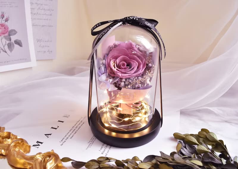 永生玫瑰花束玻璃燈罩 向日葵  乾燥花 生日 情人節 送禮 教師節