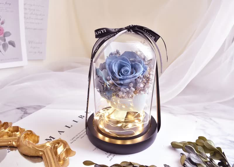 永生玫瑰花束玻璃燈罩 向日葵  乾燥花 生日 情人節 送禮 教師節