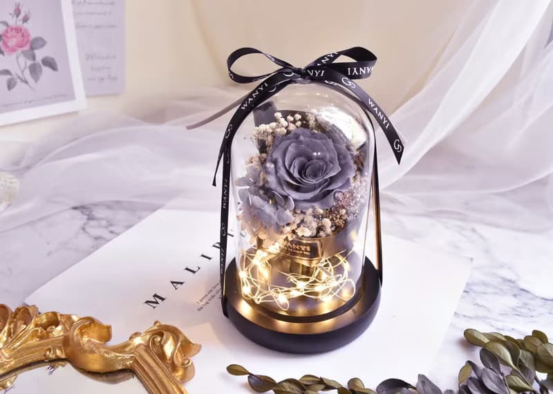 永生玫瑰花束玻璃燈罩 向日葵  乾燥花 生日 情人節 送禮 教師節