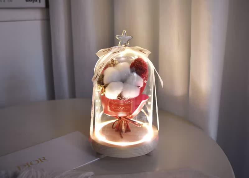 永生玫瑰花束玻璃燈罩 向日葵  乾燥花 生日 情人節 送禮 教師節