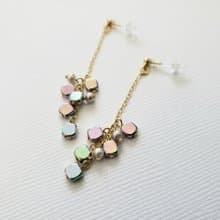 ヘマティーンと淡水パールのピアス or イヤリング