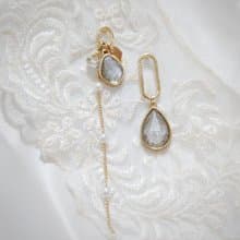 精靈之淚 耳環 耳飾 飾品 銀 S925 金 日系 氣質 水滴 銀絲 水晶