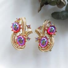 Vintage Jewelry 西洋古董飾品 紅螢蛋 夾式耳環