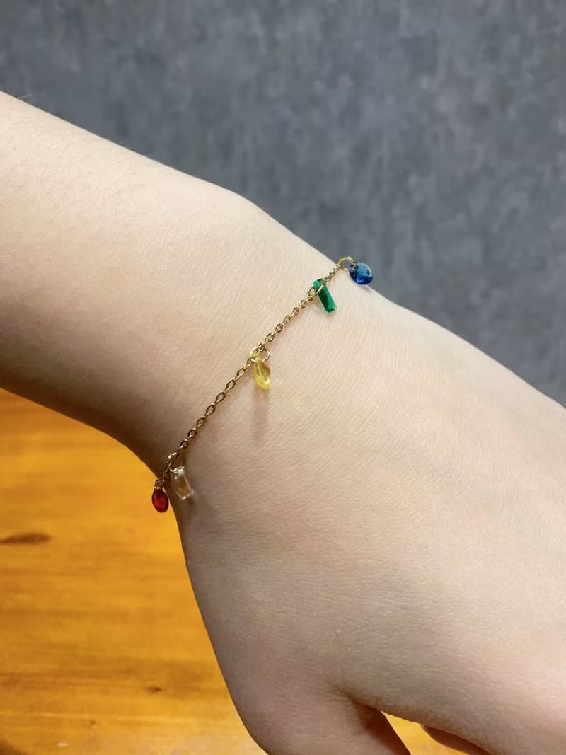 【珠寶組合】多色疊戴寶石項鍊 手鍊 | 簡約彩虹寶石頸鏈手鏈禮盒