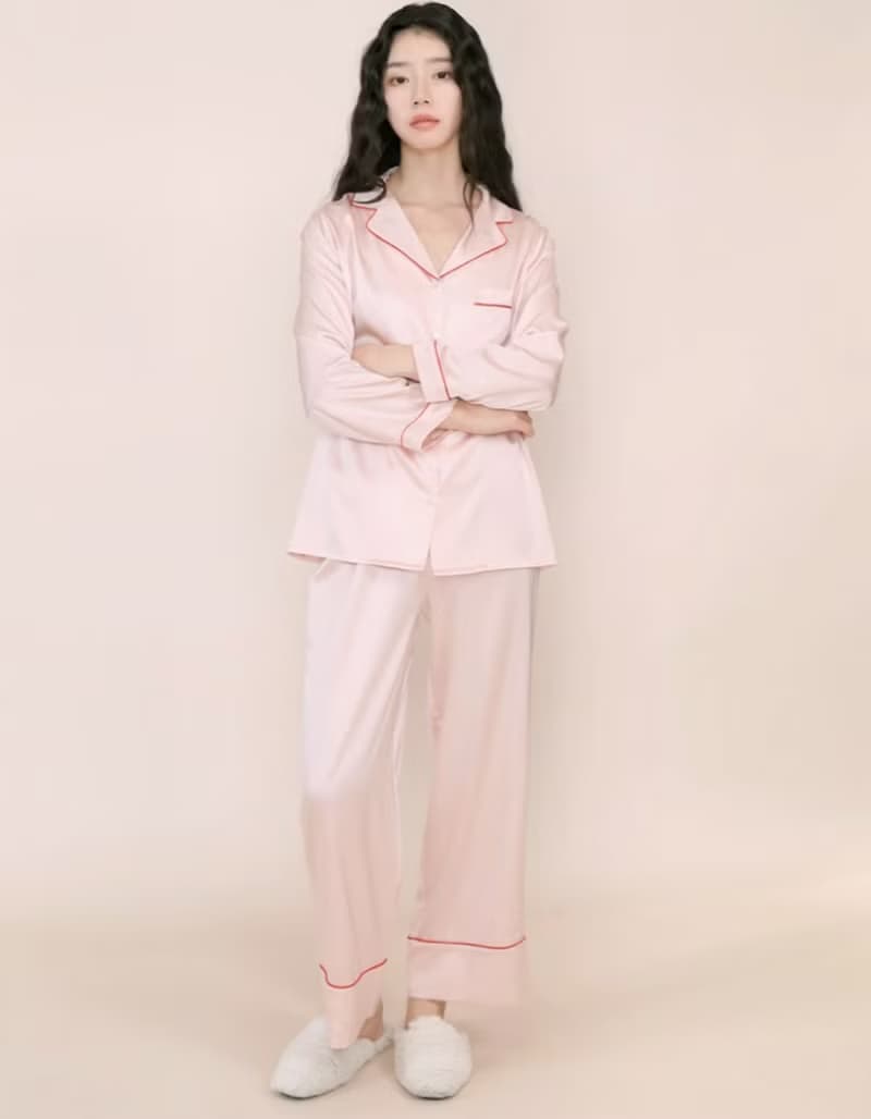 法式復古 22姆米真絲家居服套裝 睡衣