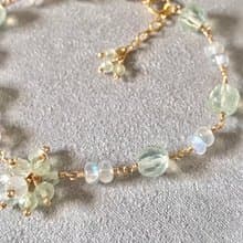 葡萄石 月光石 小花球 || 14KGF注金 手鍊