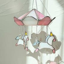 Merry-go-round Unicorn Original version, Stained glass suncatcher, Handmade