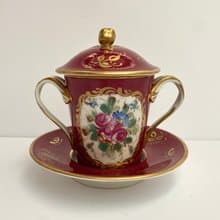 有蓋碗糖碗附碟陶瓷糖果盒手繪來自法國