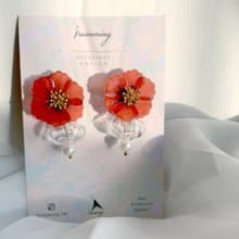 耳環 罌粟花 花 樹脂 銀飾 耳夾 琉璃 禮物 禮盒 手工 情人節