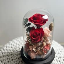 經典永生花玫瑰玻璃罩 禮物 情人節花禮 代寫卡片