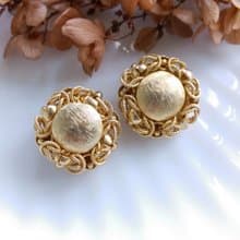 Vintage Jewelry 西洋古董飾品 金色調 金絲纏繞 夾式耳環