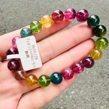 明亮色系彩碧璽珠碧璽9.5-10mm27.87g帶藍碧璽西柚金絲雀