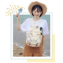 【DOUGHNUT】10.5吋  迷你後背包 馬卡龍 水壺格 刺繡-米黃 SF