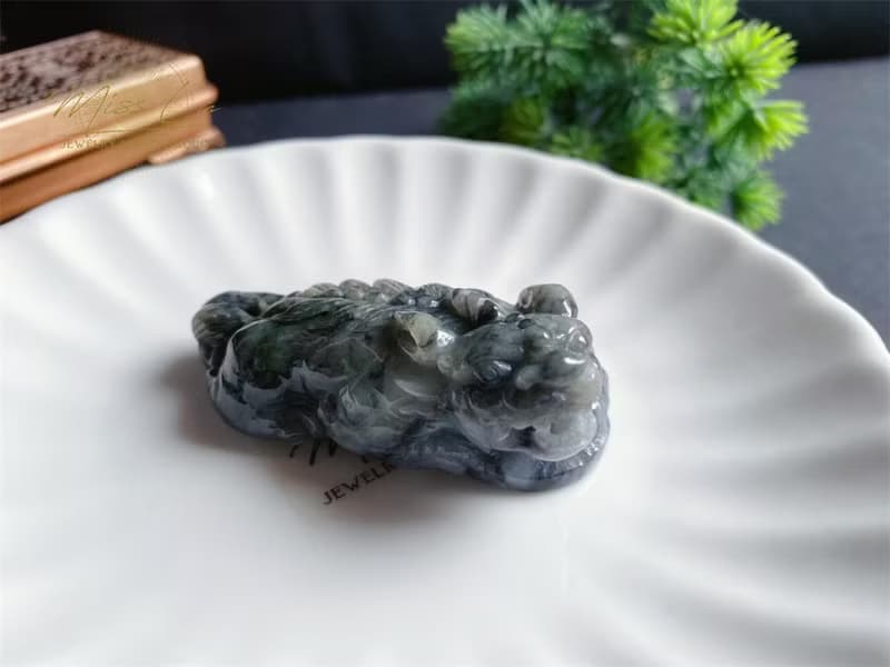 天然緬甸玉 烏雞 招財神器 霸王貔貅 護主 擺件 禮物 長輩禮