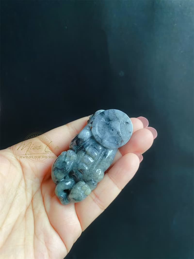 天然緬甸玉 烏雞 招財神器 霸王貔貅 護主 擺件 禮物 長輩禮