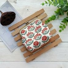 【方型口金包】紅色小花