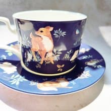 合作插畫藝術家-英格藍貓 森林動物午茶骨瓷咖啡杯碟組