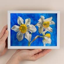 綻放的水仙花 - 情人節花束/複製畫/送禮小物/復古/北歐掛畫/療癒