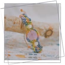 ==天然石系列== 混色編織手環== 【芳心】