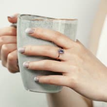 【PurpleMay Jewellery】純18K金坦桑石天然寶石復古花卉TB-R169