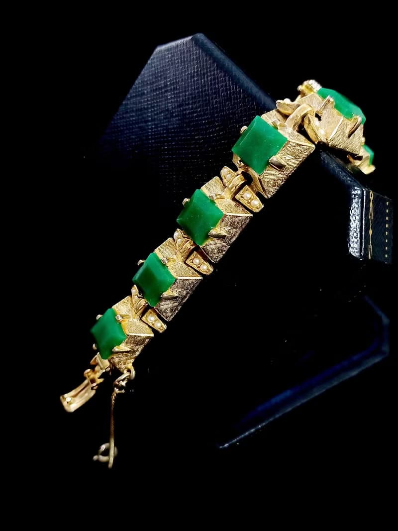 vintage jewelry  ART 古董個性方塊仿綠石 手鍊