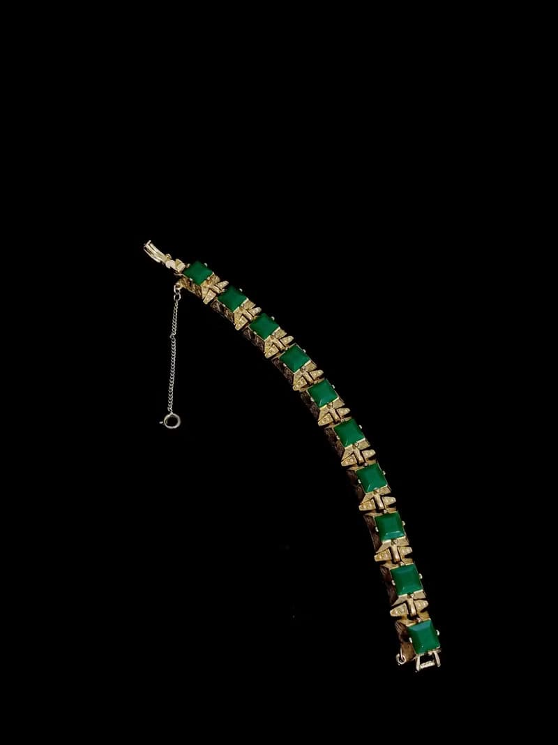 vintage jewelry  ART 古董個性方塊仿綠石 手鍊